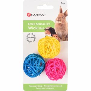 FLAMINGO KNAAGDIERSPEELGOED WICKI BALLS | 3.5X3.5 CM,BLAUW GEEL ROZE
